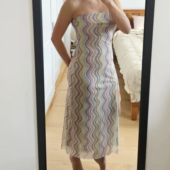 Zara strapless Multi-Color Mesh Dress - Picture 2 of 3
